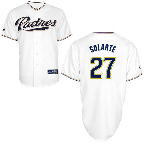 Yangervis Solarte #27 Youth Baseball Jersey-San Diego Padres Authentic Home White Cool Base MLB Jersey